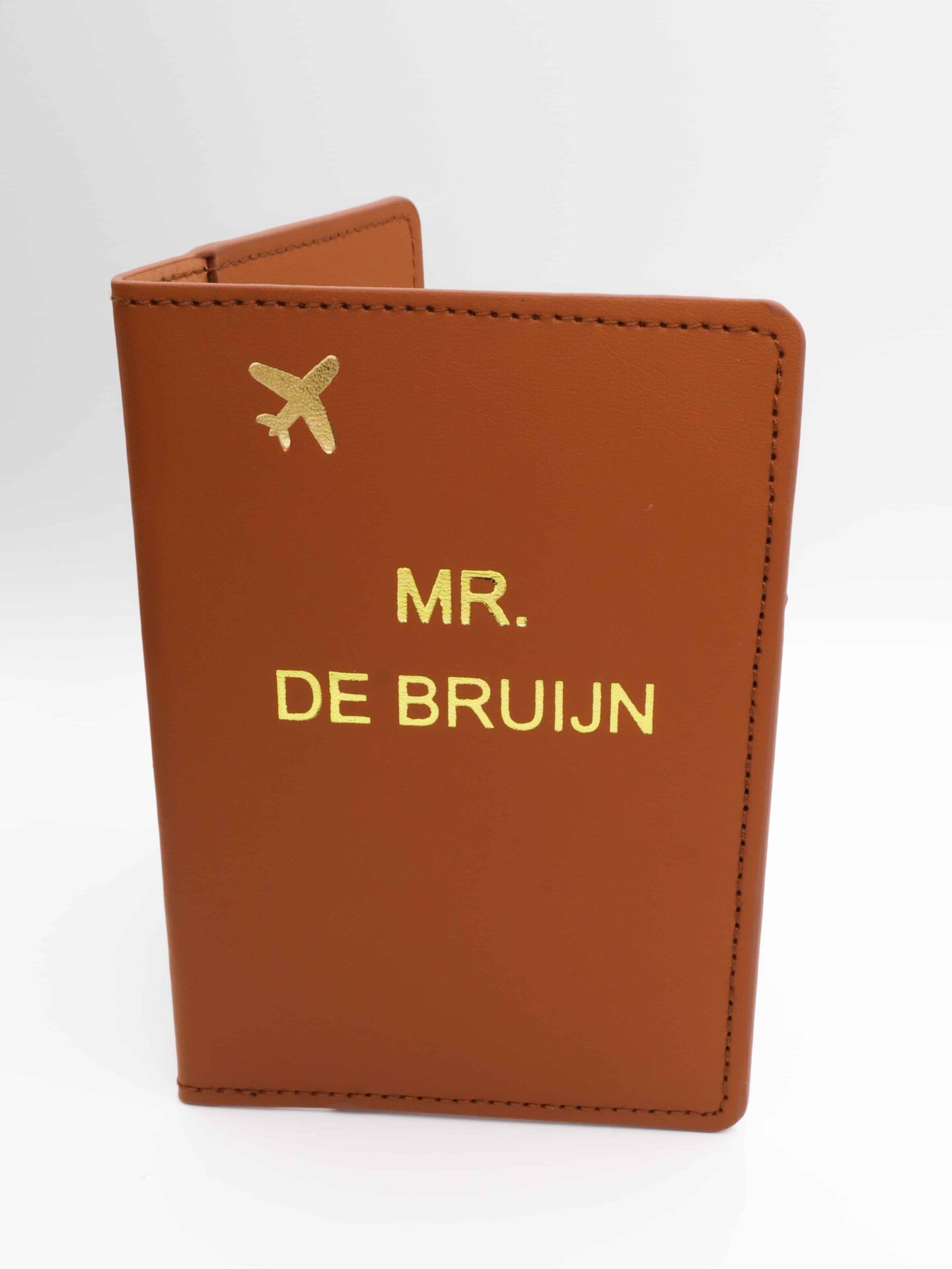Travel Family luxe gepersonaliseerd paspoorthoesje bruin